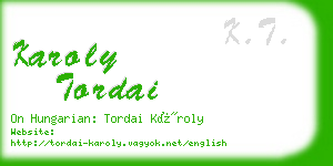 karoly tordai business card